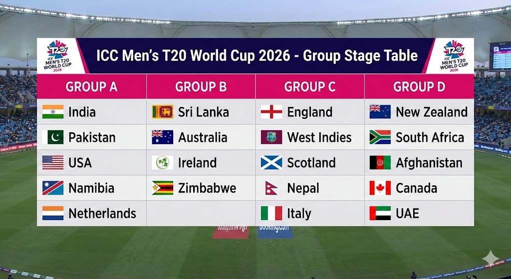 ICC Men’s T20 World Cup 2026 Table